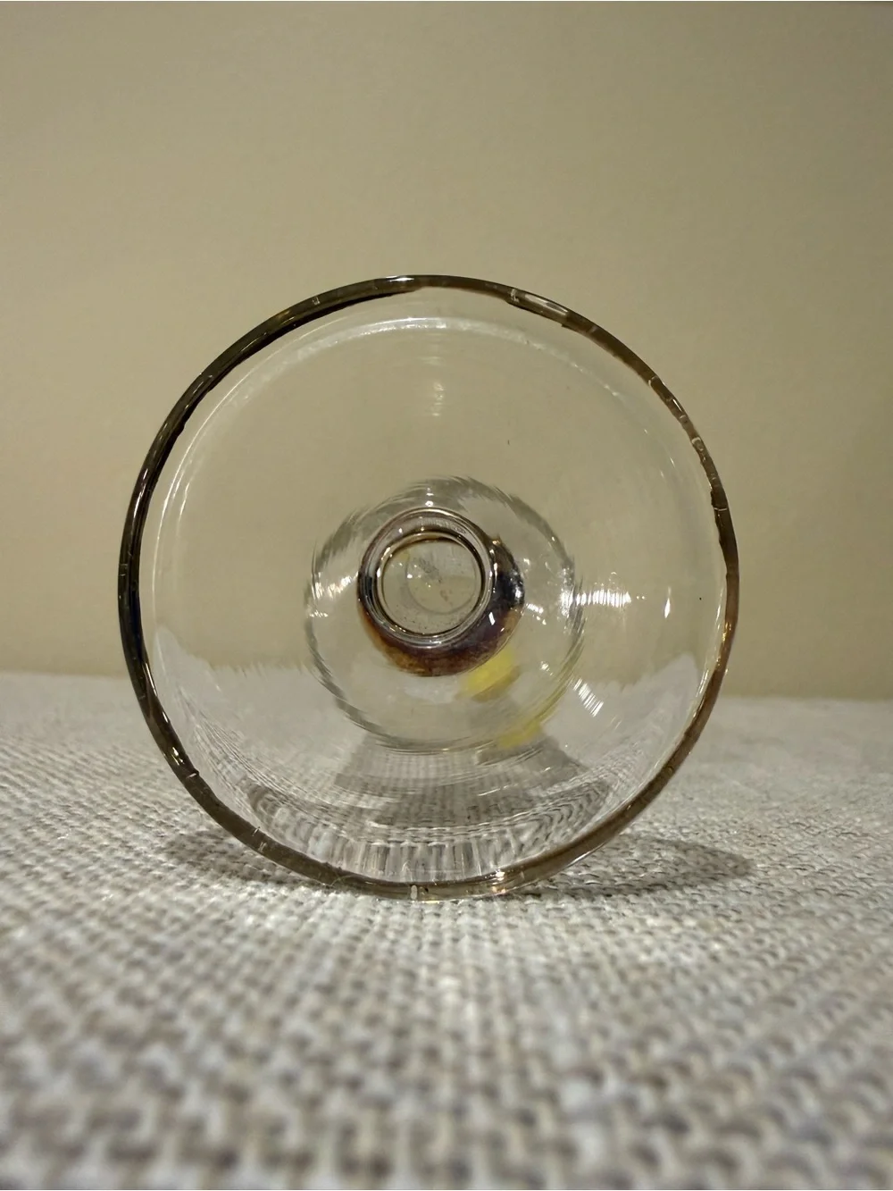 Vintage Art Glass Footed Cordial Glass Lemon Motif Gold Trim 4.5